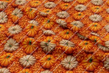Happy Halloween 3D Örgü Bal Kabakları Desenli Dekoratif Tasarım Dijital Baskılı Kumaş