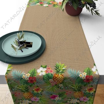 50 см беговая дорожка из ткани с эффектом джута и рисунком ананаса, не сшитая (ОСЕННЯЯ РАСПРОДАЖА)