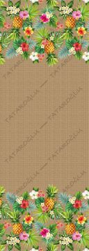 50 cm'lik Runner Jüt Görünümlü Zemin Üzerine Ananas Desenli Dikilmemiş Runner Kumaş(SONBAHAR İNDİRİMİ)