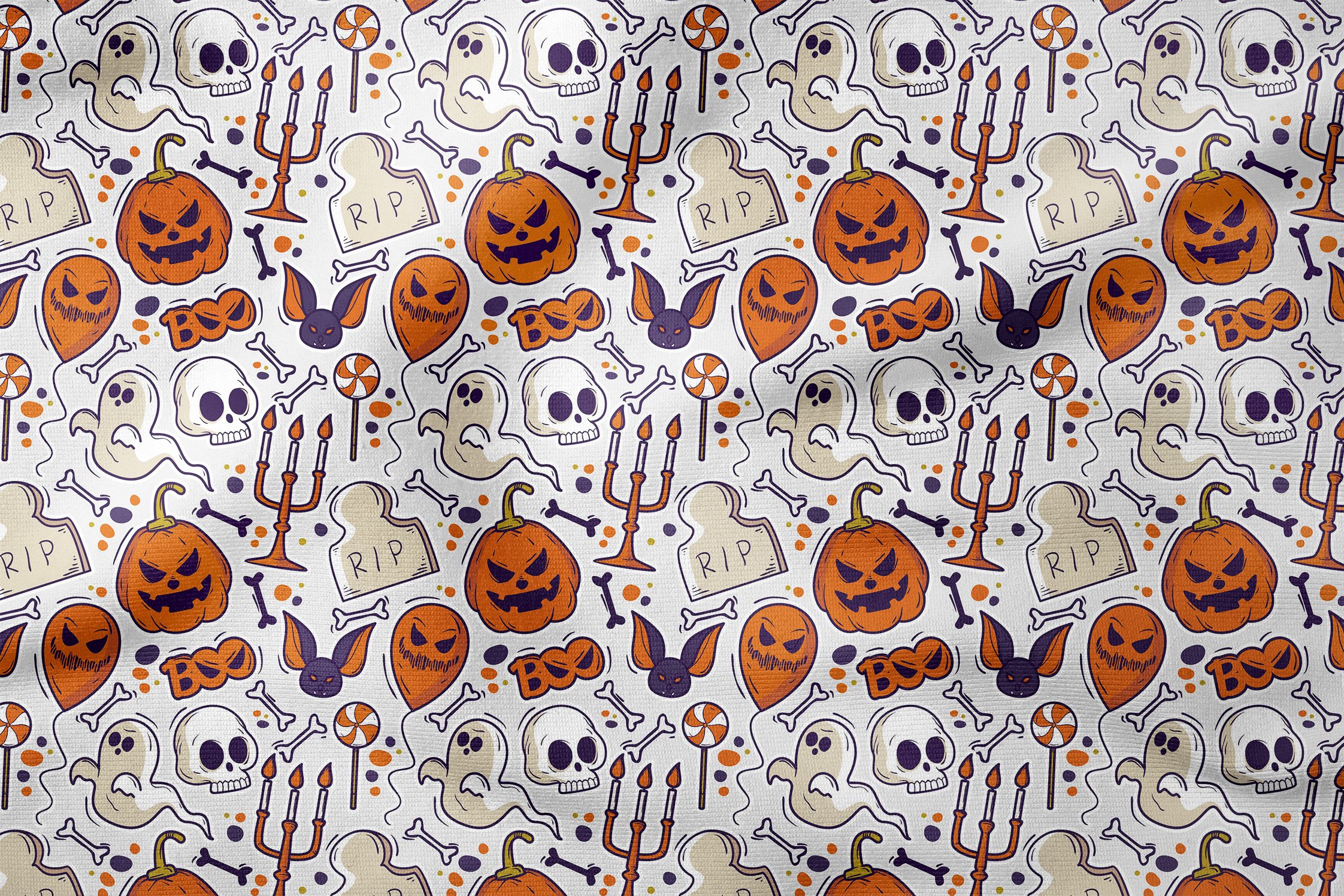 Happy Halloween Mezar Taşlı, Yarasalı, Balkabaklı Hayaletler