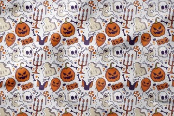 Happy Halloween Mezar Taşlı, Yarasalı, Balkabaklı Hayaletler