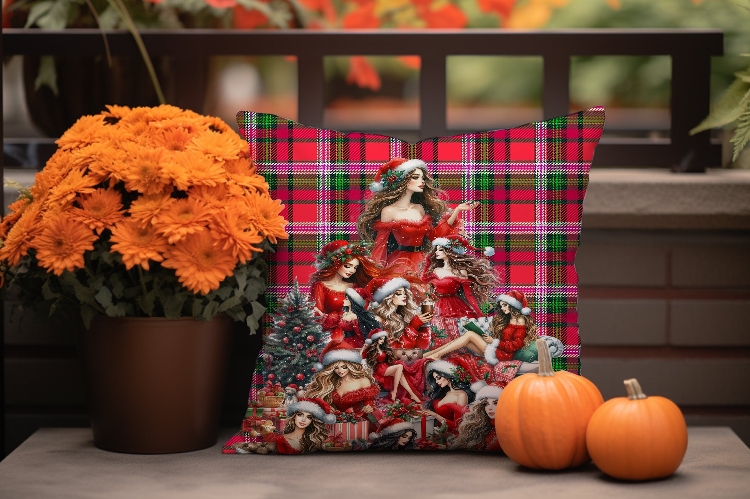 Yılbaşı Güzelleri Leke Tutmayan 2'li Panel (Dikilmemiş)Kırlent Kumaş