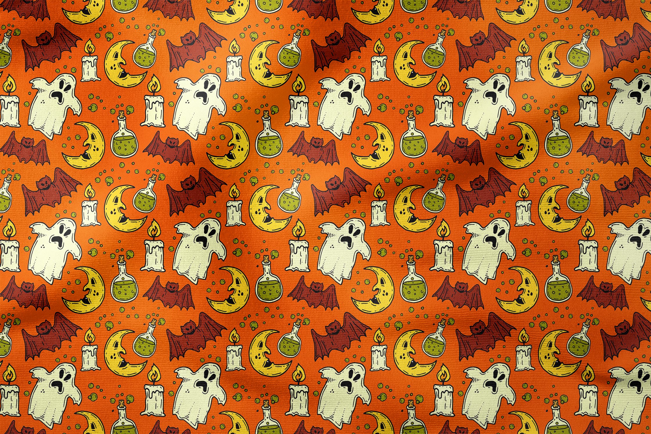 Happy Halloween Turuncu Zeminli Yarasalı, Hayalet