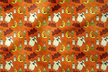 Happy Halloween Turuncu Zeminli Yarasalı, Hayalet