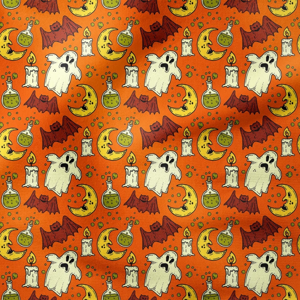 Happy Halloween Turuncu Zeminli Yarasalı, Hayalet