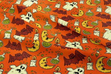 Happy Halloween Turuncu Zeminli Yarasalı, Hayalet