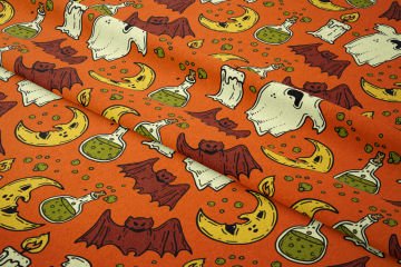 Happy Halloween Turuncu Zeminli Yarasalı, Hayalet