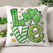 St. Patrick Day Lucky Love Shamrock Kırlent Panel – 45x45 cm 2'li  Dikilmemiş Kırlent Paneli
