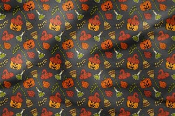 Happy Halloween Şapkalı Balkabağı, Süpürge, Yaprak