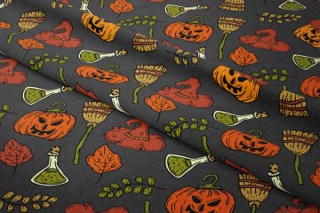 Happy Halloween Şapkalı Balkabağı, Süpürge, Yaprak