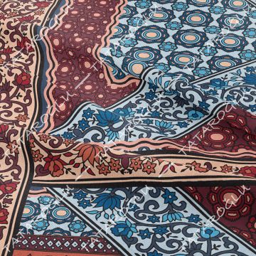 Kahve Mavi Tonlu Etnik Kilim Motifli Kumaş(SONBAHAR İNDİRİMİ)