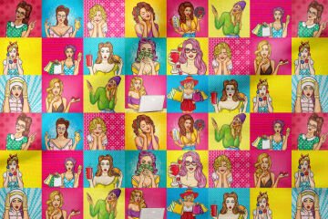 Renkli Kadın Portreli Popart Dijital Baskı Kumaş