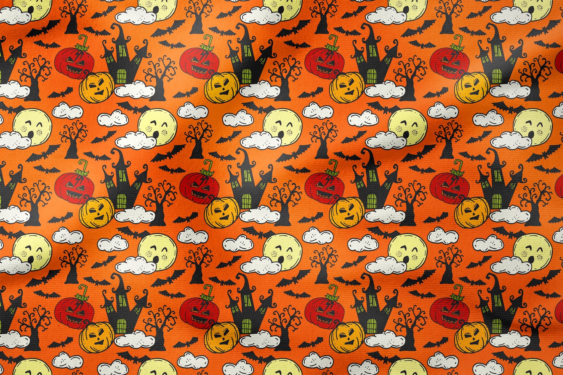Happy Halloween Bulutlar İçinde Cadı Evi ve Balkabakları