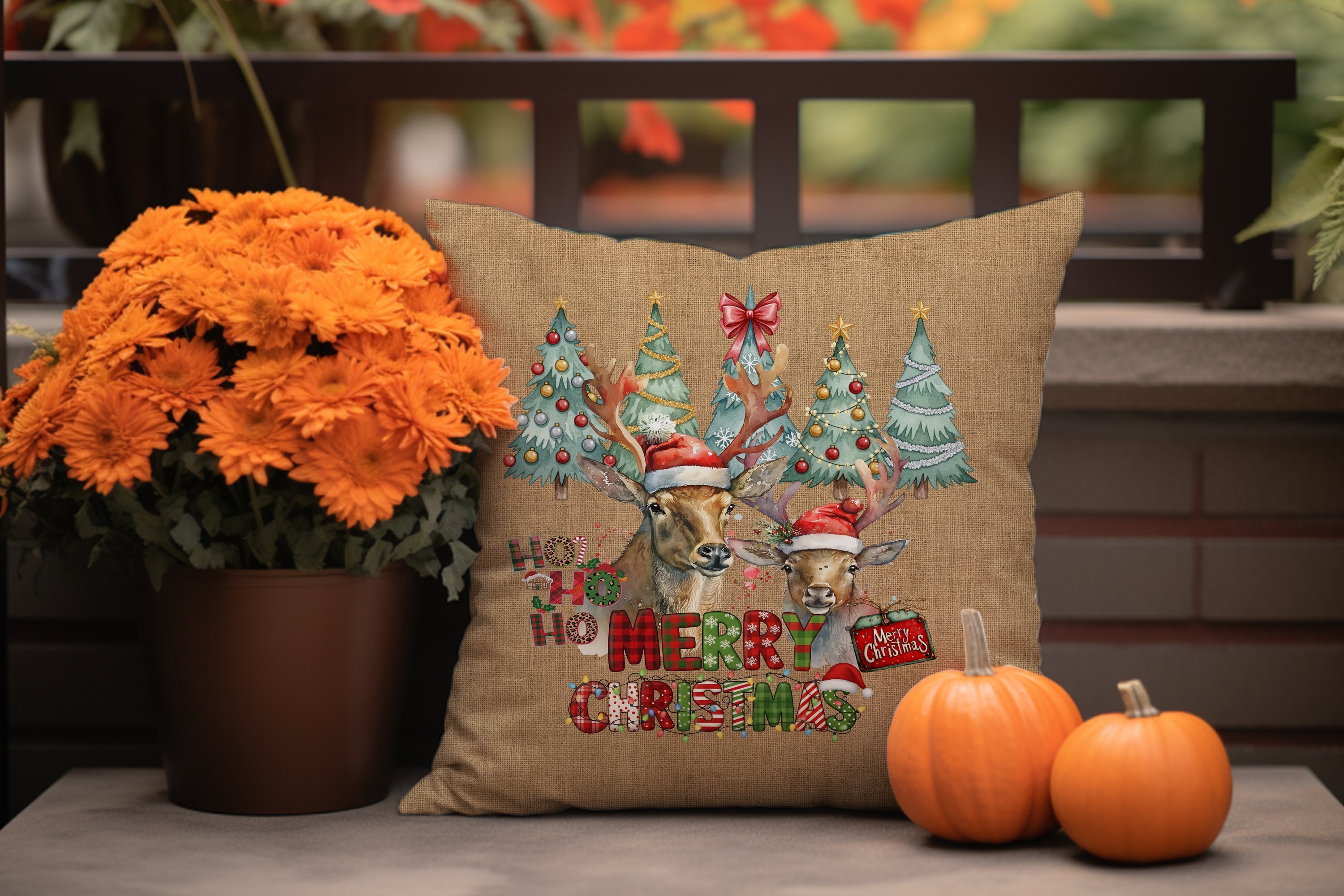 Yılbaşı JÜT Kumaş Efektli Merry Christmas Yazılı (Dikilmemiş) Runner Kumaş