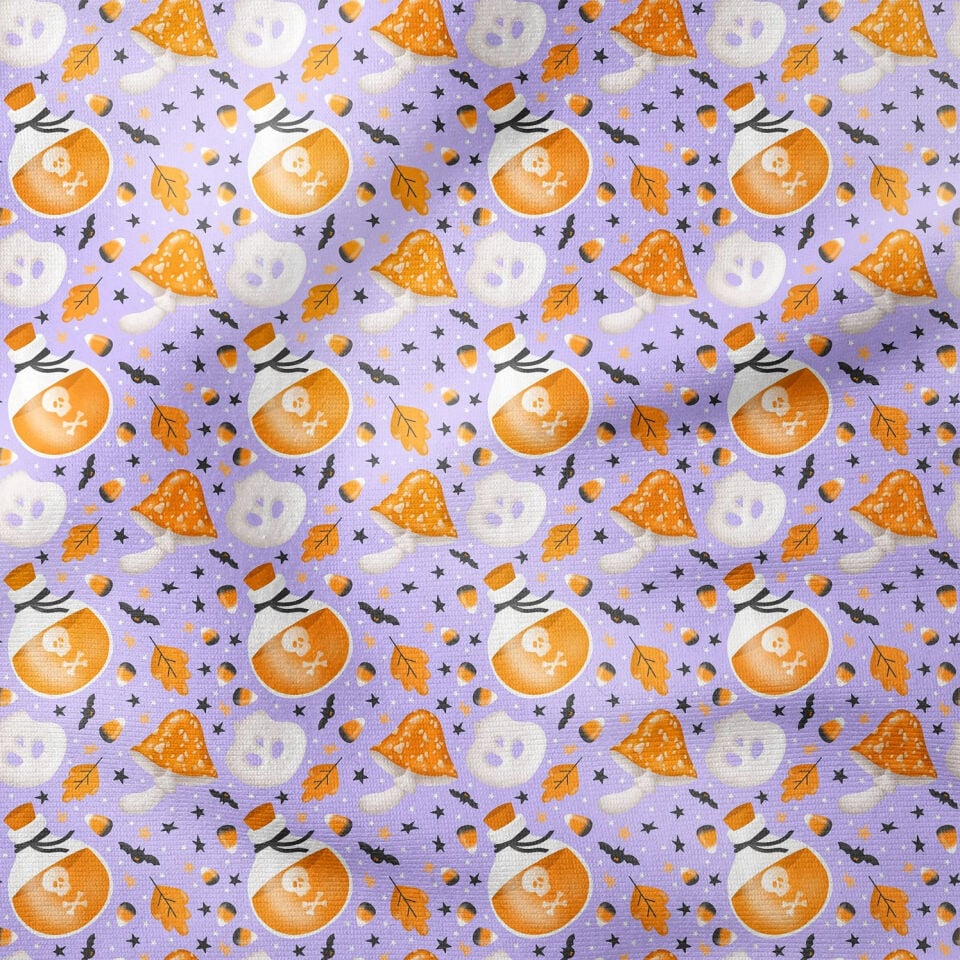 Happy Halloween Lila Zeminli Mantarlı, Yarasalı, İksir