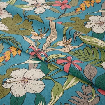 Turquoise Based Floral Patterned Fabric