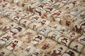 Yılbaşı Kardan Adamlar Dijital Baskı Kumaş