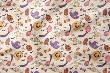 Happy Halloween Hayalet Balkabağı, Süpürge, Yarasa, Şapka