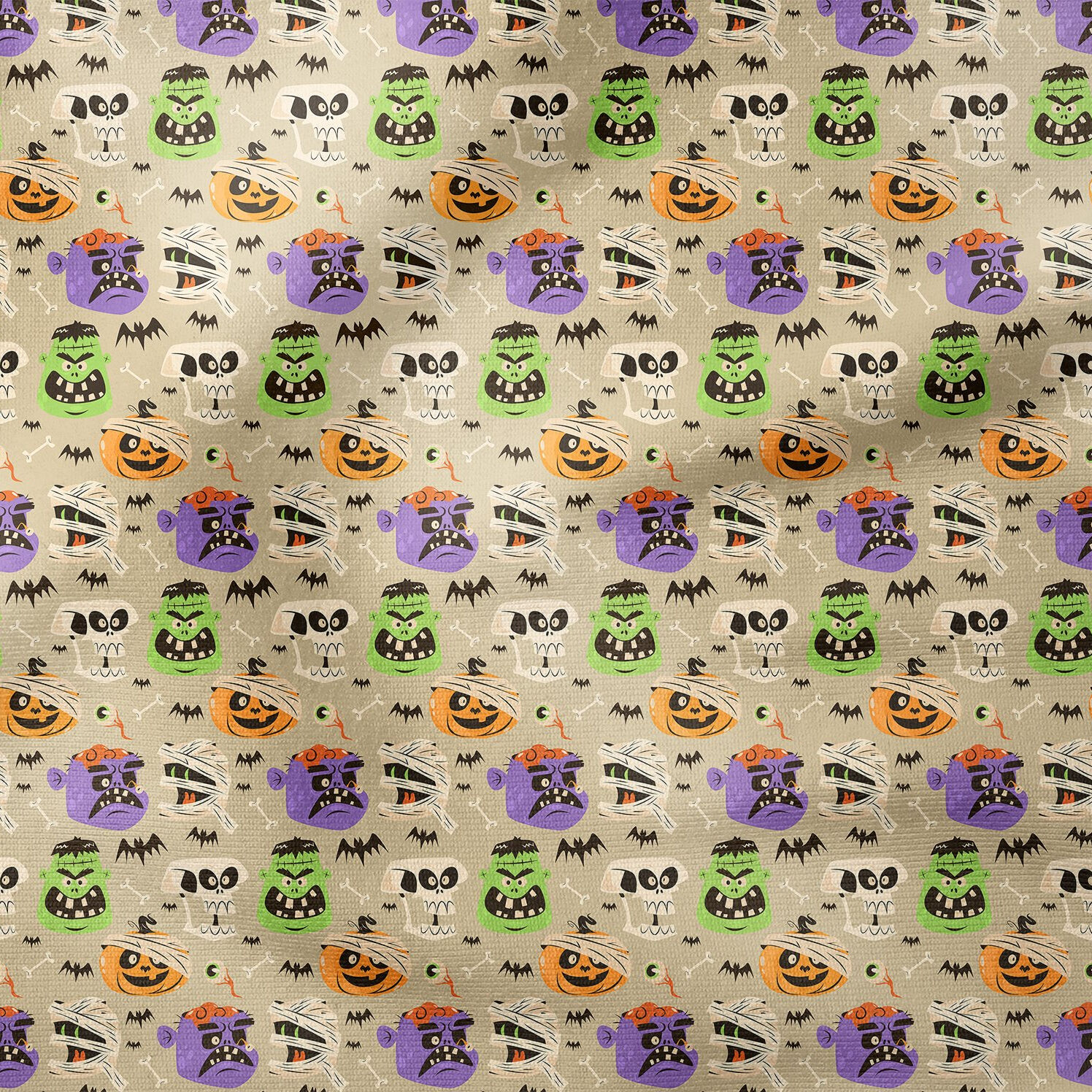 Happy Halloween Sargılar İçinde Kurukafa, Balkabağı, Canavar