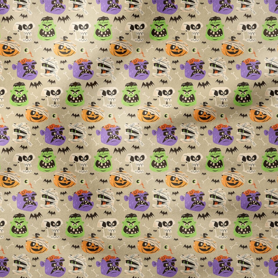 Happy Halloween Sargılar İçinde Kurukafa, Balkabağı, Canavar
