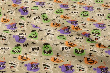 Happy Halloween Sargılar İçinde Kurukafa, Balkabağı, Canavar