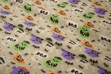 Happy Halloween Sargılar İçinde Kurukafa, Balkabağı, Canavar