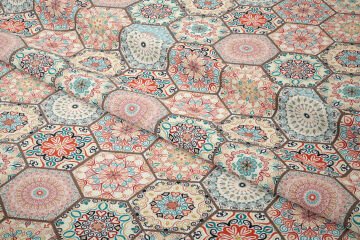 Geometrik Altıgen Patchwork Desenli Dijital Baskı Kumaş