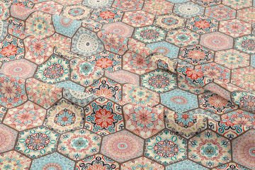 Geometrik Altıgen Patchwork Desenli Dijital Baskı Kumaş
