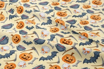 Happy Halloween Hayalet Balkabakları, Kurukafalar, Kemikler