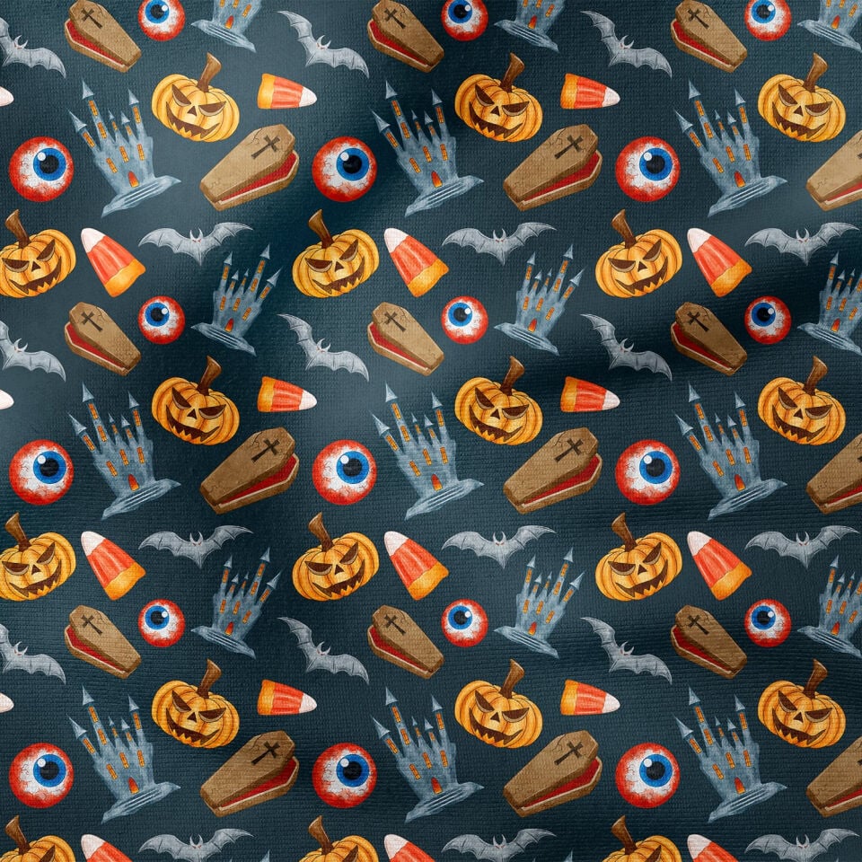 Happy Halloween Kabaklar İçinde Hayaletler, Şato, Tabut, Yarasa