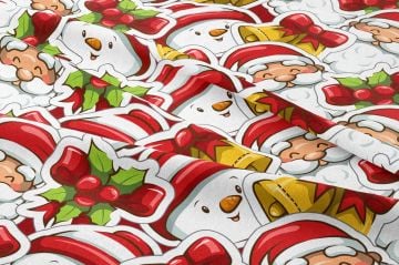 Winter Wonder Collection,Karda Adamlı,Noel Babalı,Çanlı Yılbaşı Kumaşı(SONBAHAR İNDİRİMİ)