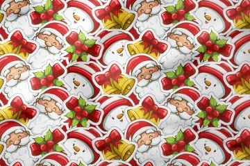 Winter Wonder Collection,Karda Adamlı,Noel Babalı,Çanlı Yılbaşı Kumaşı(SONBAHAR İNDİRİMİ)
