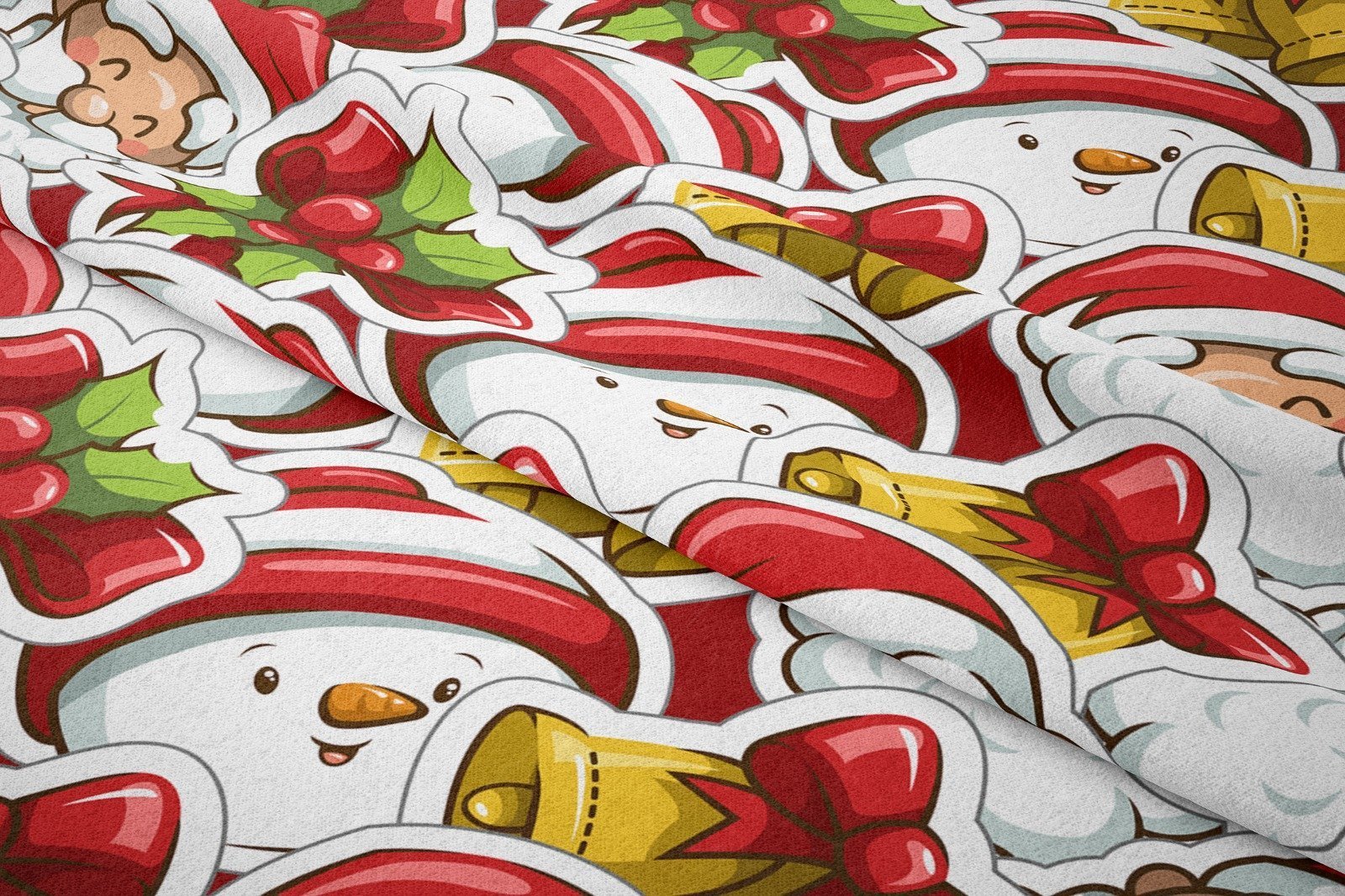 Winter Wonder Collection,Karda Adamlı,Noel Babalı,Çanlı Yılbaşı Kumaşı(SONBAHAR İNDİRİMİ)