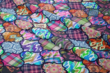 Sur ve Kırkyama Patchwork Desenli Dijital Baskı Kumaş