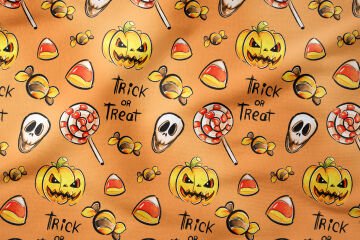 Happy Halloween Kabaklar İçinde Hayaletler, Kurukafalar, Şekerlemeler