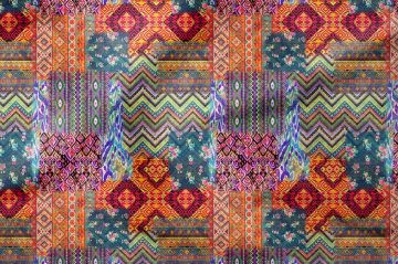 Kırkyama Etnik Halı Kilim Desenli Dijital Baskı Kumaş(SONBAHAR İNDİRİMİ)