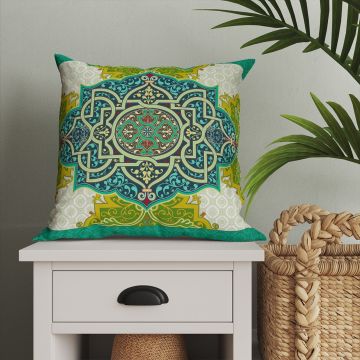Ramazan Koleksiyonu - Geometrik Yeşil Gold Kırlent Kumaş Paneli 2'li(%20 İNDİRİM)