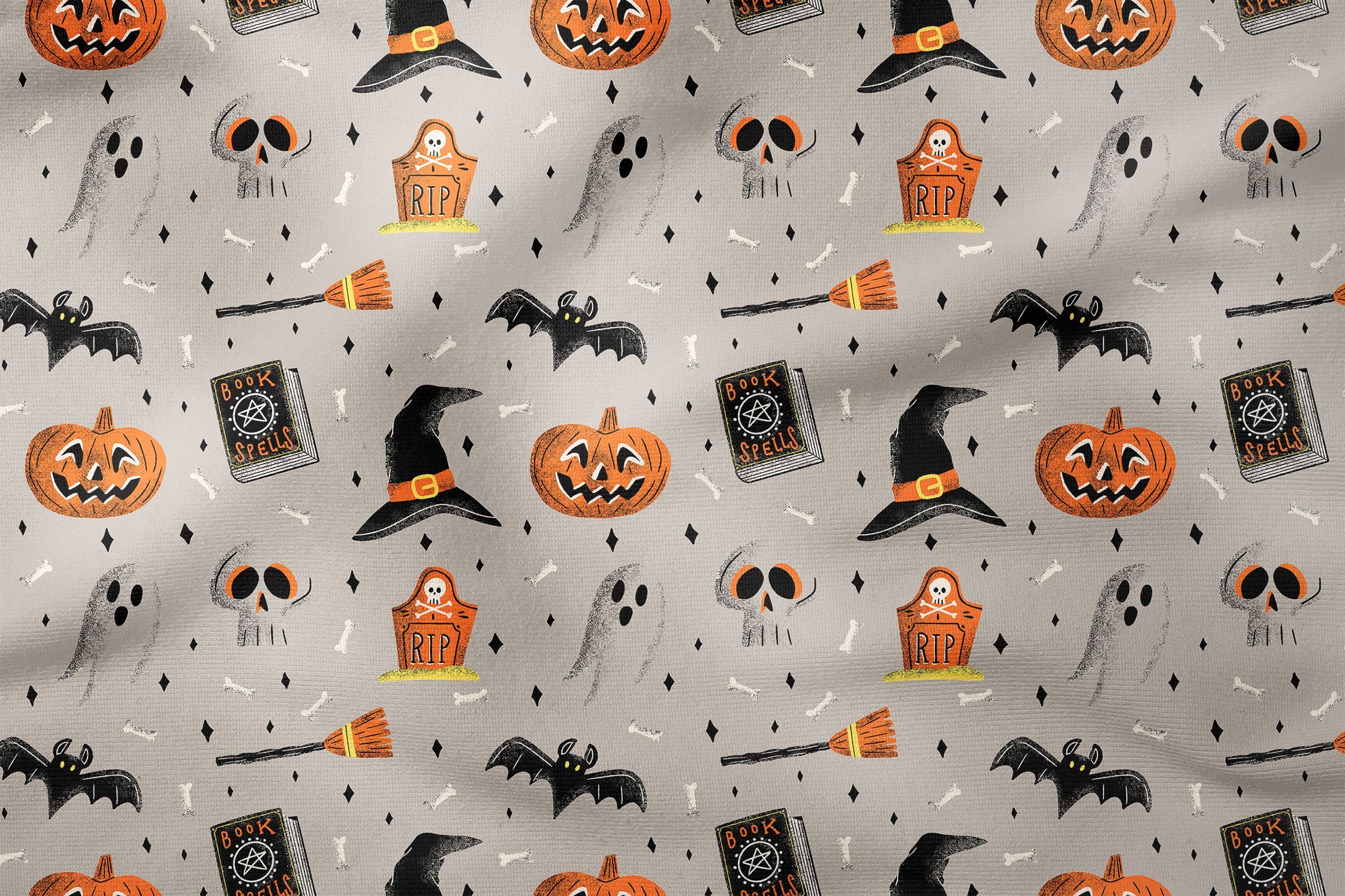 Happy Halloween Balkabağı, Şapka, Kitap, Yarasa