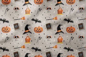 Happy Halloween Balkabağı, Şapka, Kitap, Yarasa