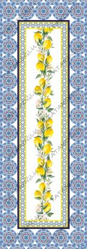 50 cm'lik Runner Çinili Limon Desenli Kumaş