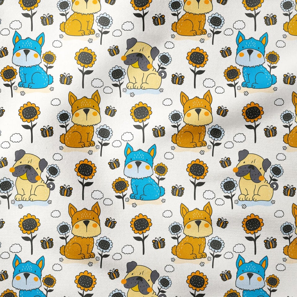 Sevimli Çiçekler Arasında Köpekler