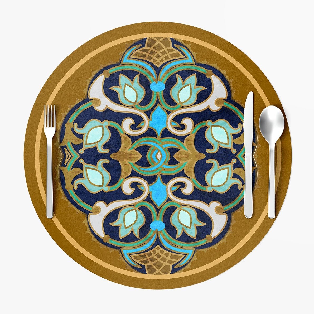 Ramazan Koleksiyonu - Kahverengi Motifli Servis Suplası 3'lü Set Kumaşı(%20 İNDİRİM)