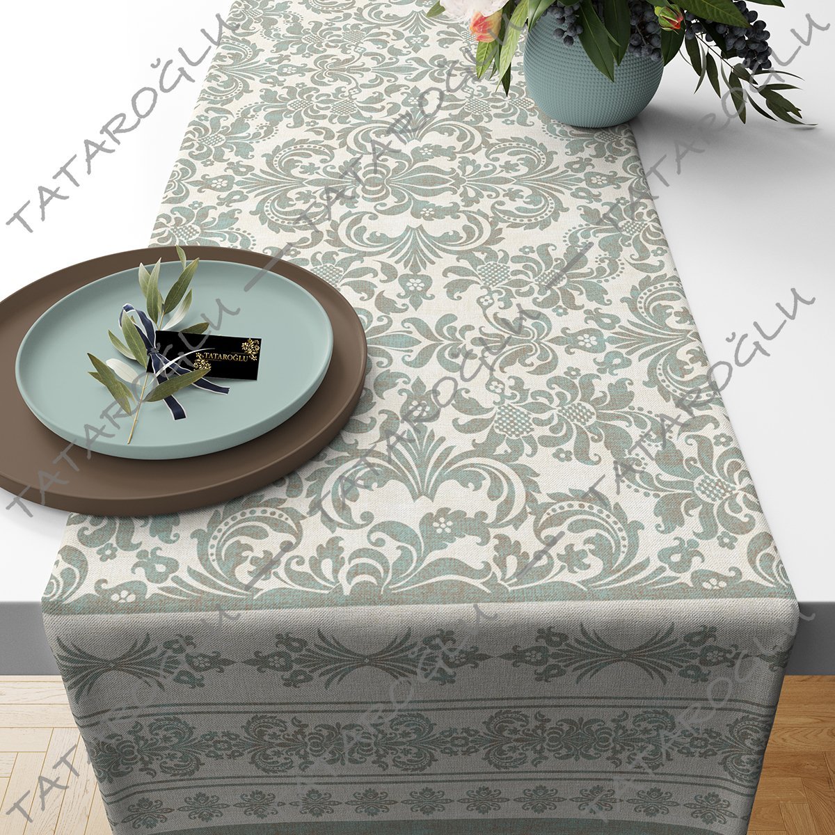 50cm Runner Khaki Effect Patterned Digital Printed Fabric (FALL SALE)