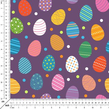 Happy Easter / Paskalya Mor Zemin Üzerine Renkli Geometrik Paskalya Yumurtaları