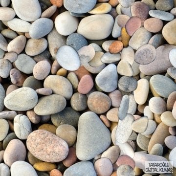 Doğal Taş Desenli Kumaş Renkli Çakıl Taşı Görünümlü, Rustic Dekor Kumaşı