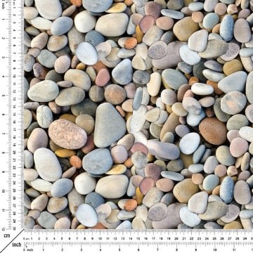 Deniz Kenarı Çakıl Taşı Desenli Dijital Baskı Kumaş-ÇT2937