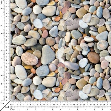 Doğal Taş Desenli Kumaş Renkli Çakıl Taşı Görünümlü, Rustic Dekor Kumaşı