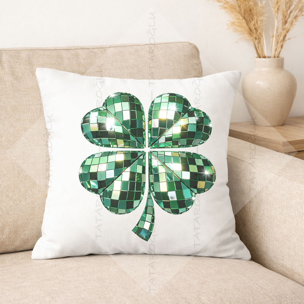 Disco Yonca 45x45 2’li Kırlent Paneli | St. Patrick Parlak Polyester Kumaş