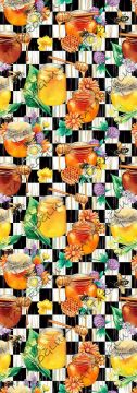 50 cm Runner Black and White Square Effect Background with Honey Jar Pattern Fabric (FALL SALE)