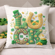 Lucky Gold 45x45 2’li Kırlent Paneli | St. Patrick Şans Temalı Polyester Kumaş